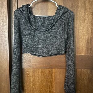 SHEIN Gray Long Sleeve Crop Top